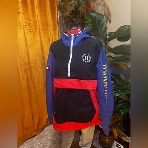Tommy Hilfiger Mens XL Multicolor Water-Resistant 1/2 Zip Hooded